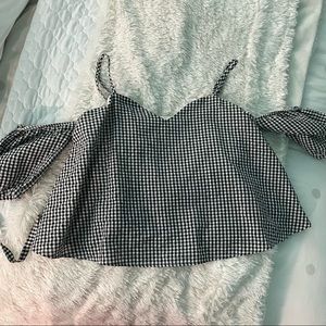 Gingham off the shoulder blouse